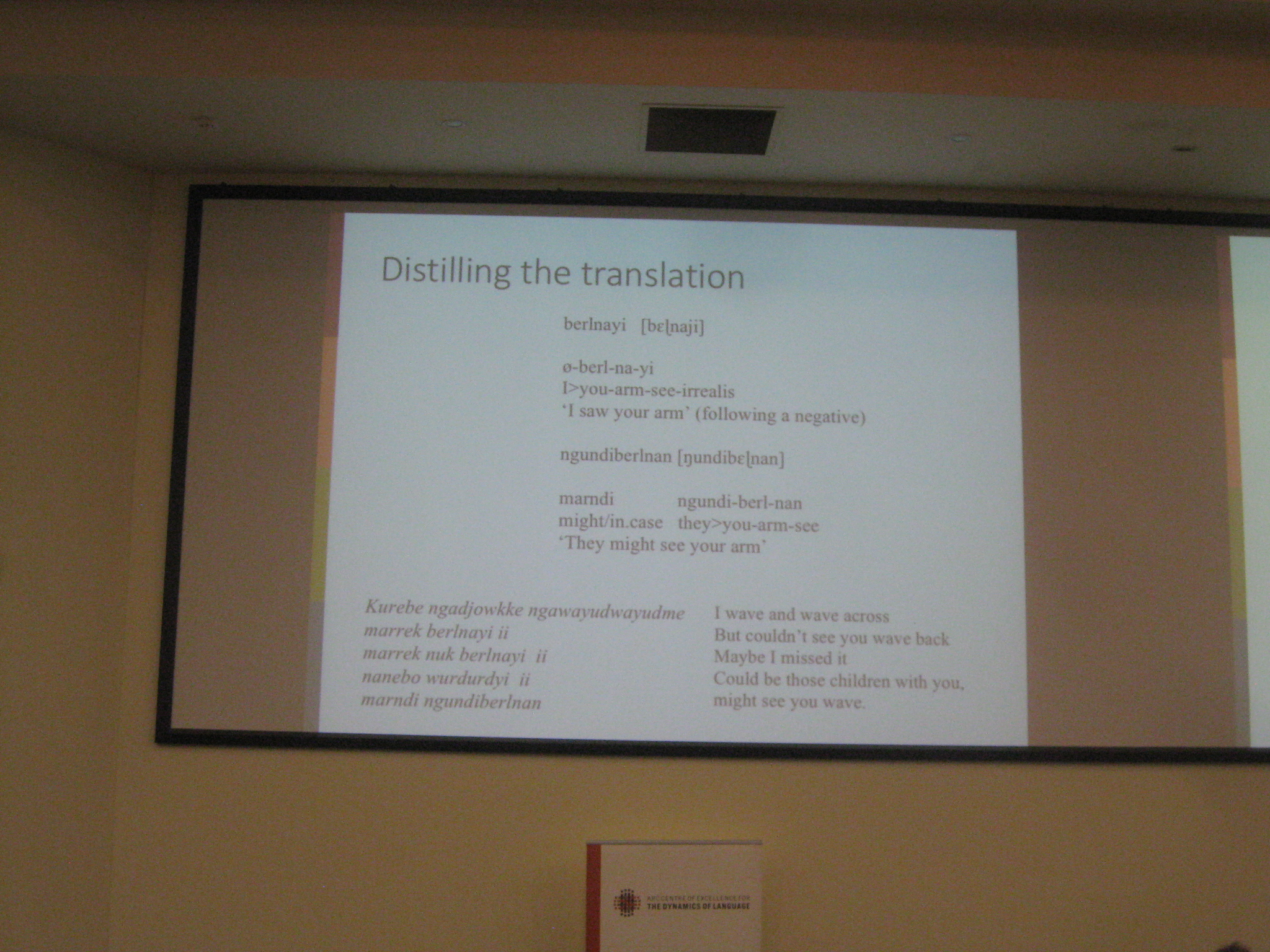 Waving to the other side: language of poetry in indigenous Australian song Nick Evans University of Melbourne 2018 translation